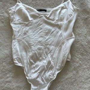 White satin bustier bodysuit from zara